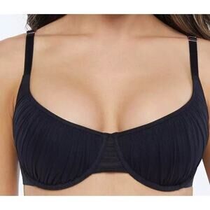 Savage X Fenty Gathered Mesh Balconette Bra 34DD Push Up Underwire Padded